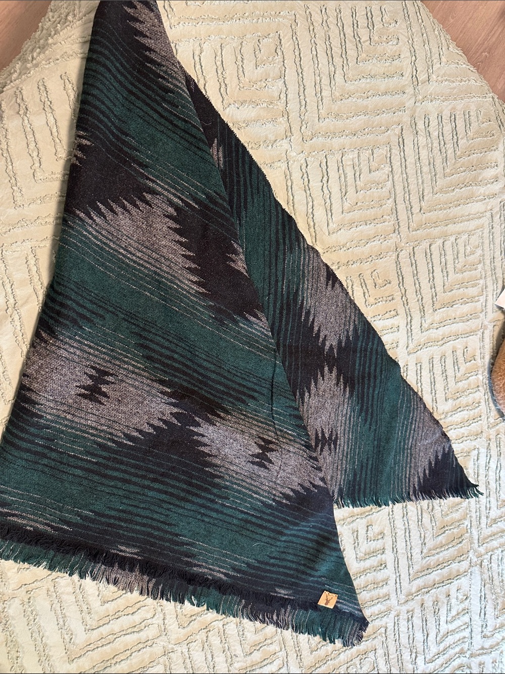 Small Shop Dark Green and Black Geometric triangle scarf